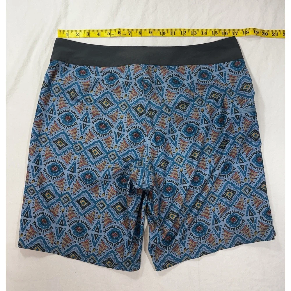Patagonia Men's Stretch Planing Boardshorts Geometric Tribal Aztec Blue 33